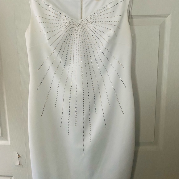Calvin Klein Dresses & Skirts - Calvin Klein Elegant White Sleeveless Dress with Silver and Gold Accents